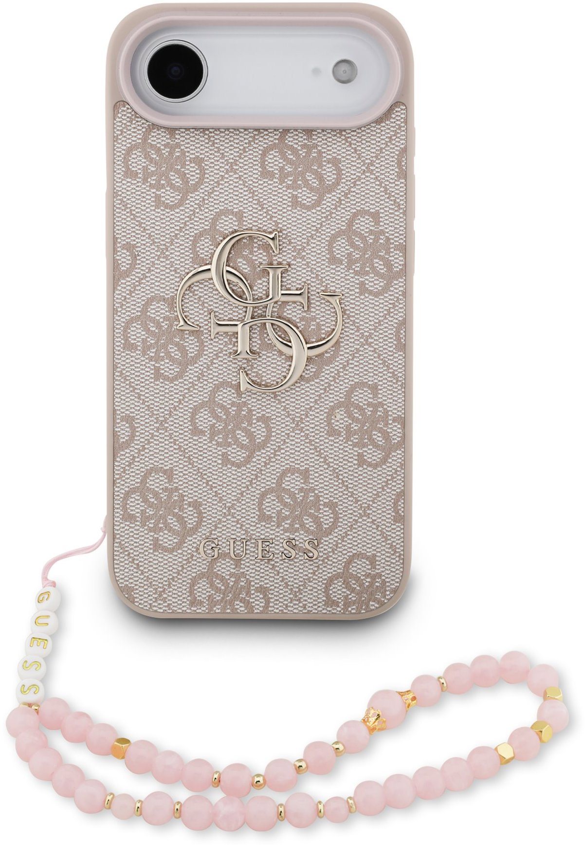 Guess PU 4G Metal Logo Strap Zadný Kryt pre iPhone Air Pink