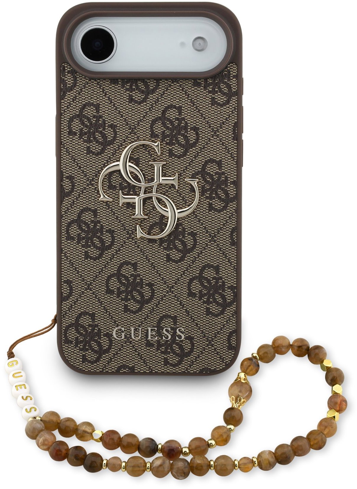 Guess PU 4G Metal Logo Strap Zadný Kryt pre iPhone Air Brown