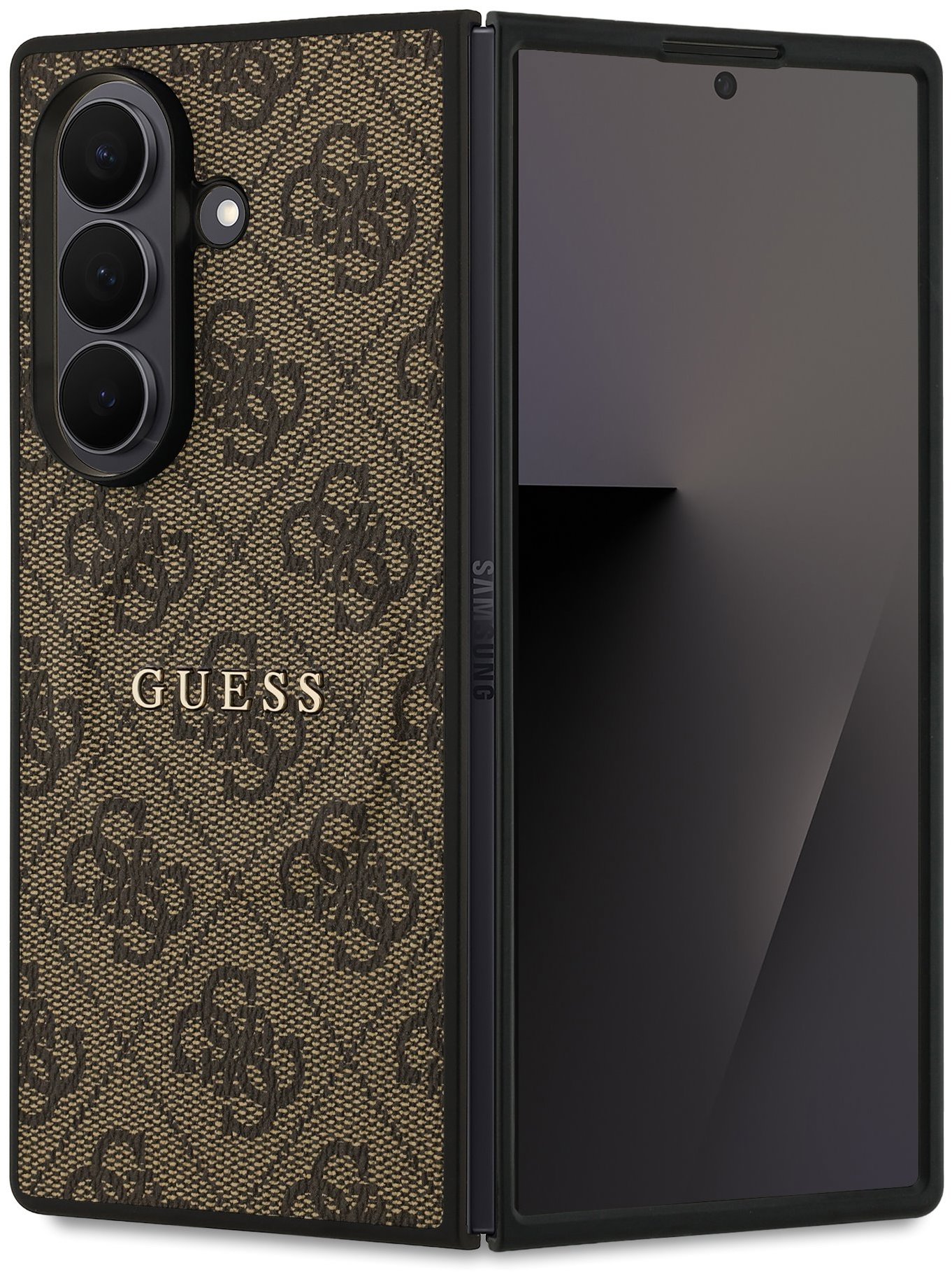 Guess PU Leather 4G Colored Ring Magnetic Zadný Kryt pre Samsung Galaxy Z Fold 7 Brown