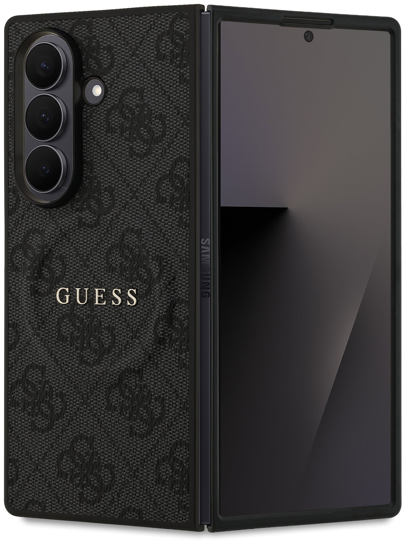 Guess PU Leather 4G Colored Ring Magnetic Zadný Kryt pre Samsung Galaxy Z Fold 7 Black