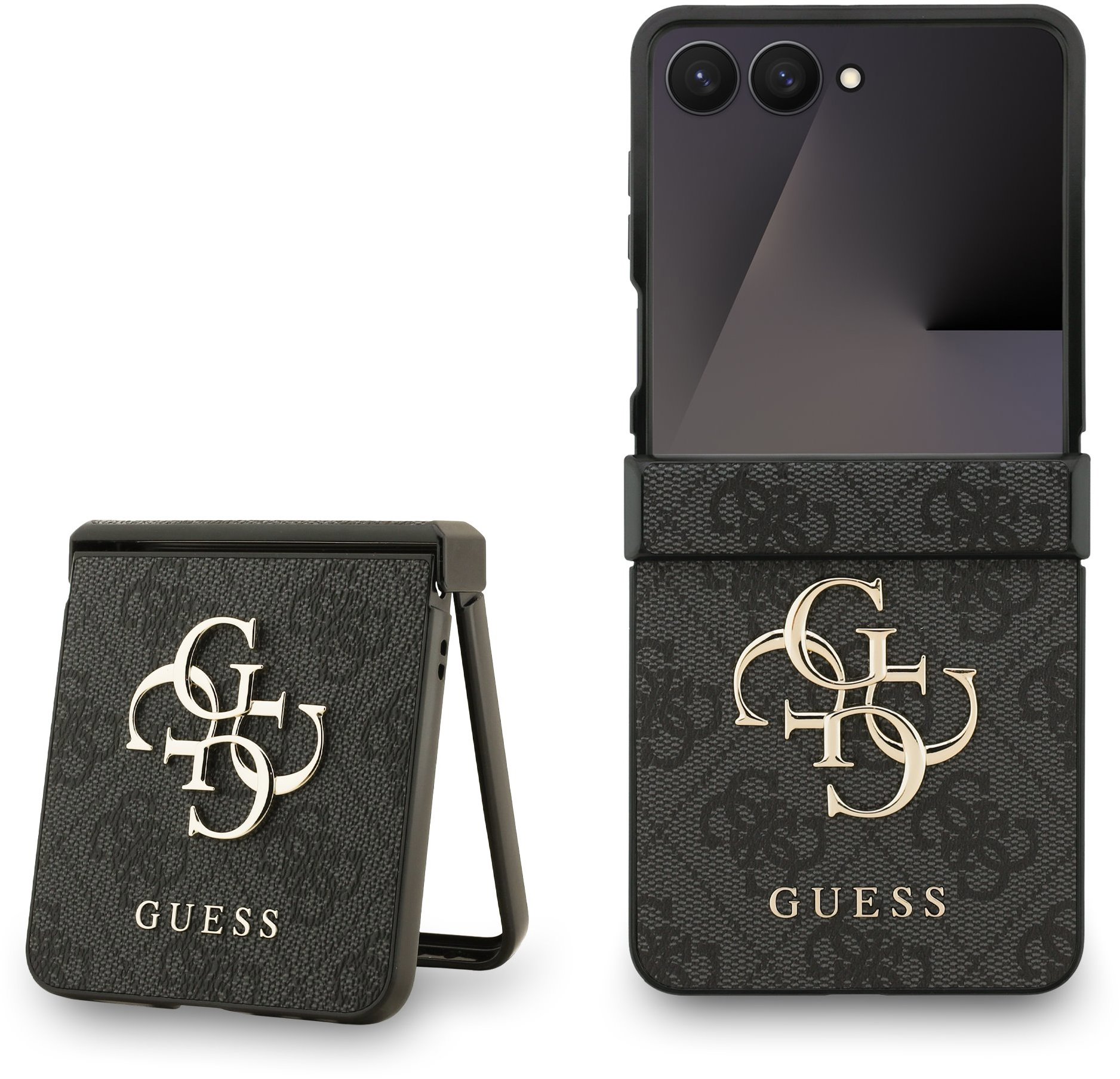 Guess PU 4G Metal Logo Zadný Kryt pre Samsung Galaxy Z Flip 7 Grey