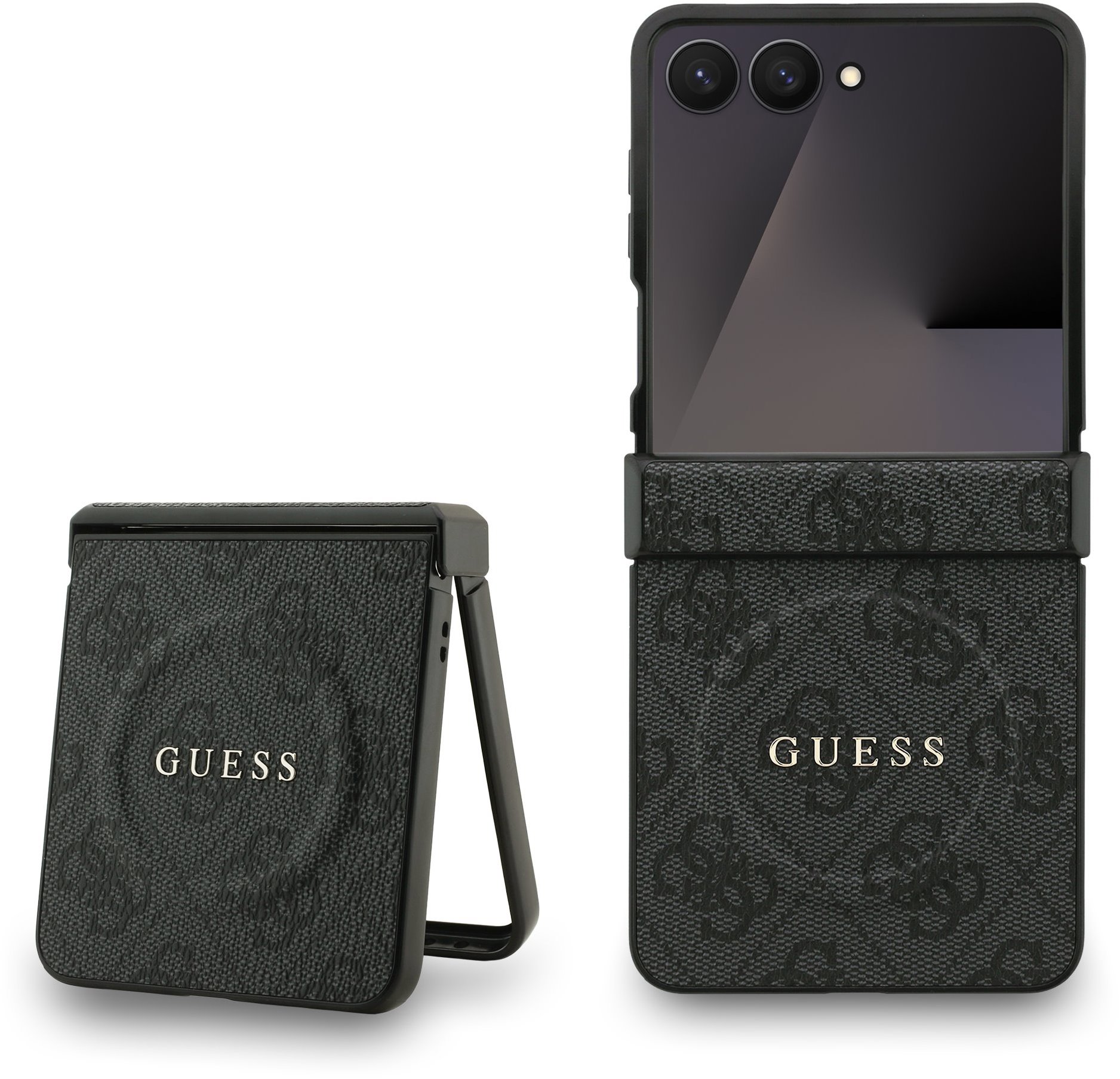 Guess PU Leather 4G Colored Ring Magnetic Zadný Kryt pre Samsung Galaxy Z Flip 7 Black