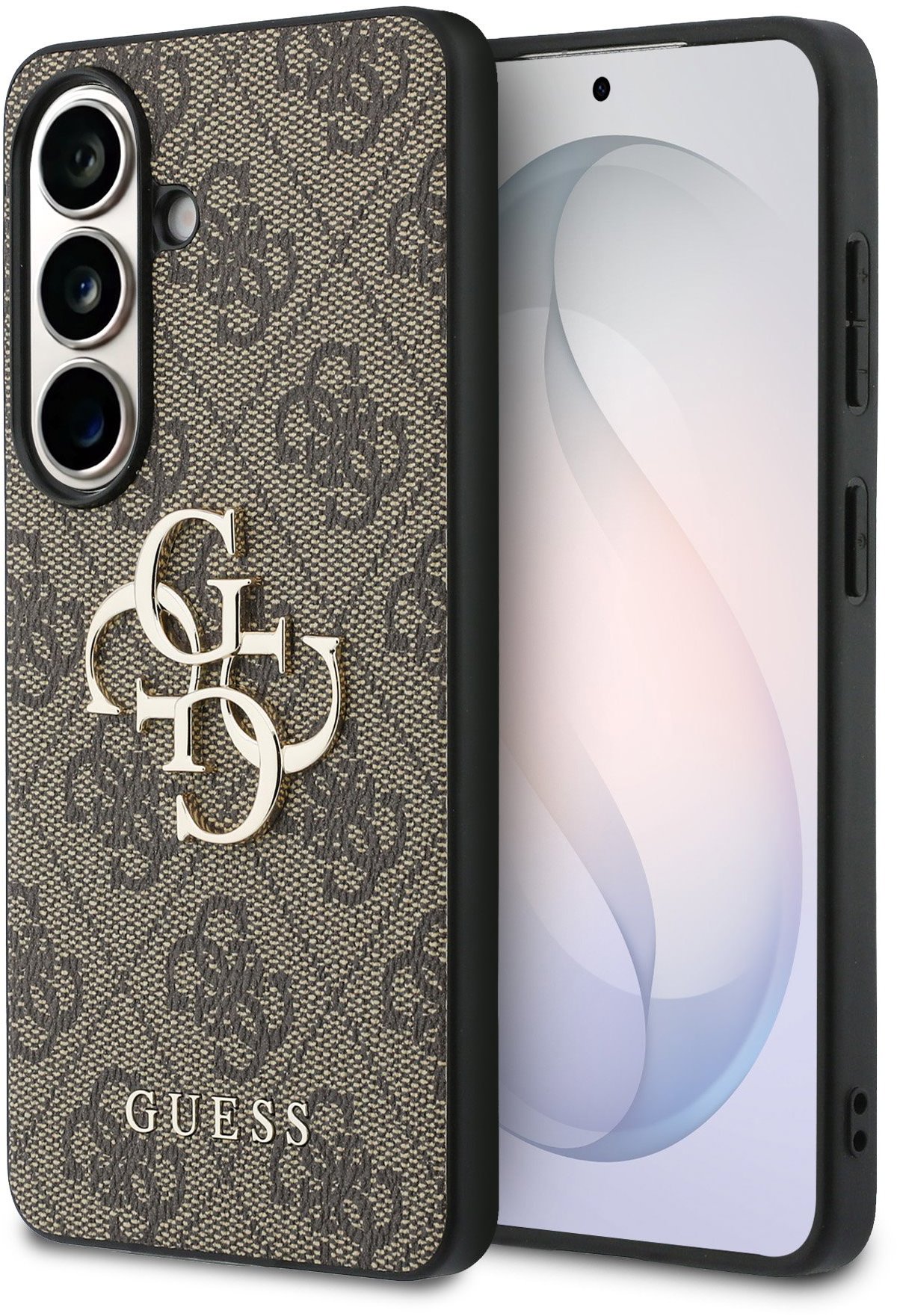 Guess PU 4G Metal Logo Zadný Kryt na Samsung Galaxy S26+ Brown