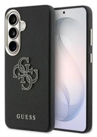 Guess PU 4G Resin Metal Logo Zadný Kryt na Samsung Galaxy S26+ Black