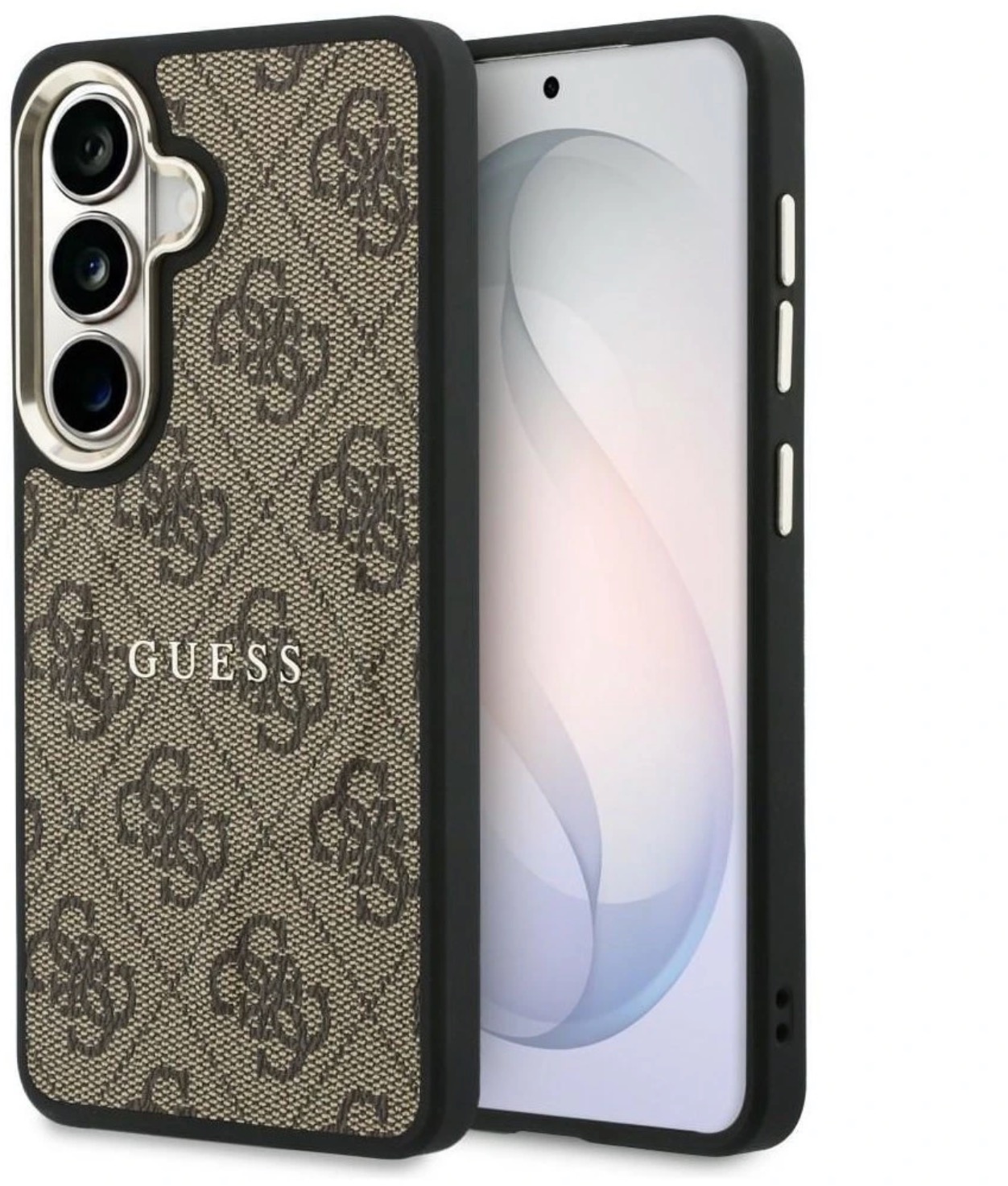 Guess PU 4G Resin Metal Logo Zadný Kryt na Samsung Galaxy S26+ Brown