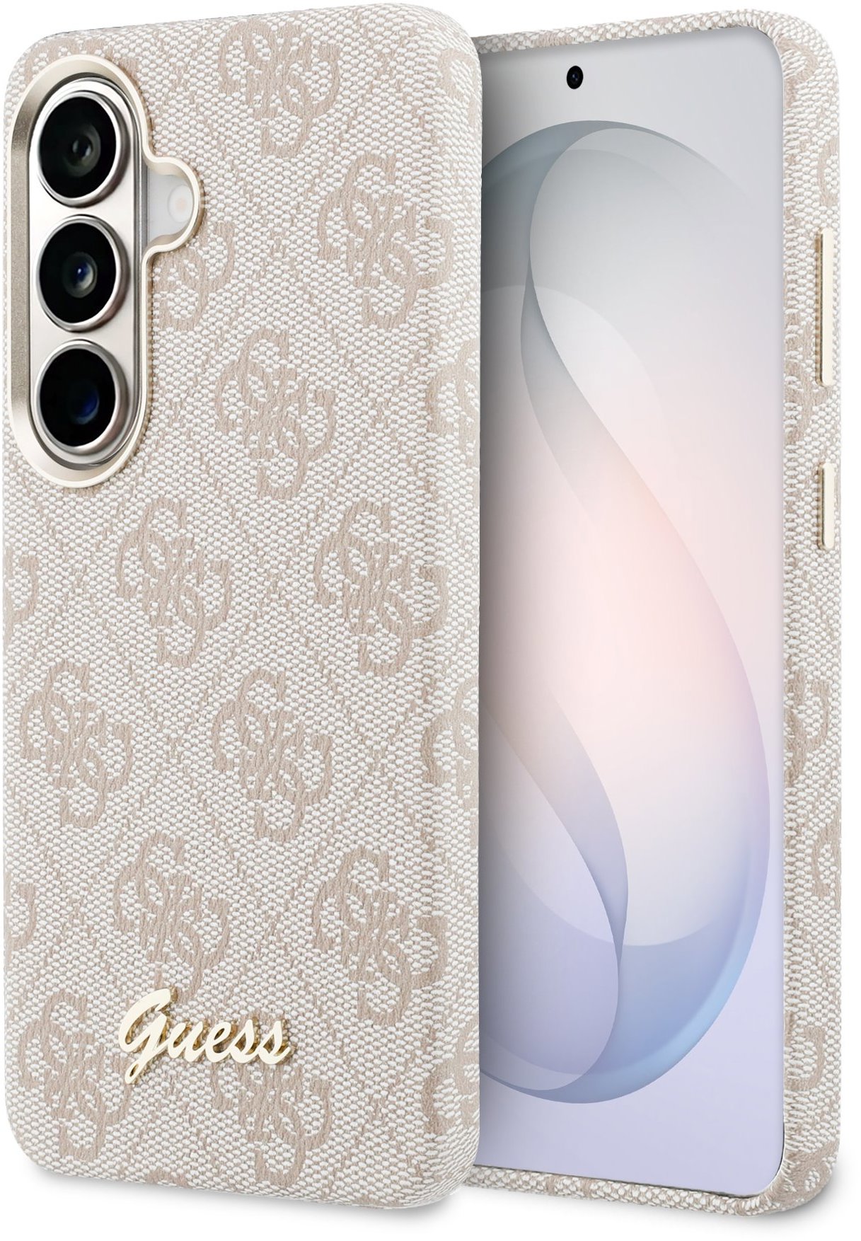 Guess PU 4G Script Metal Logo Magnetic Zadný Kryt na Samsung Galaxy S26 Pink