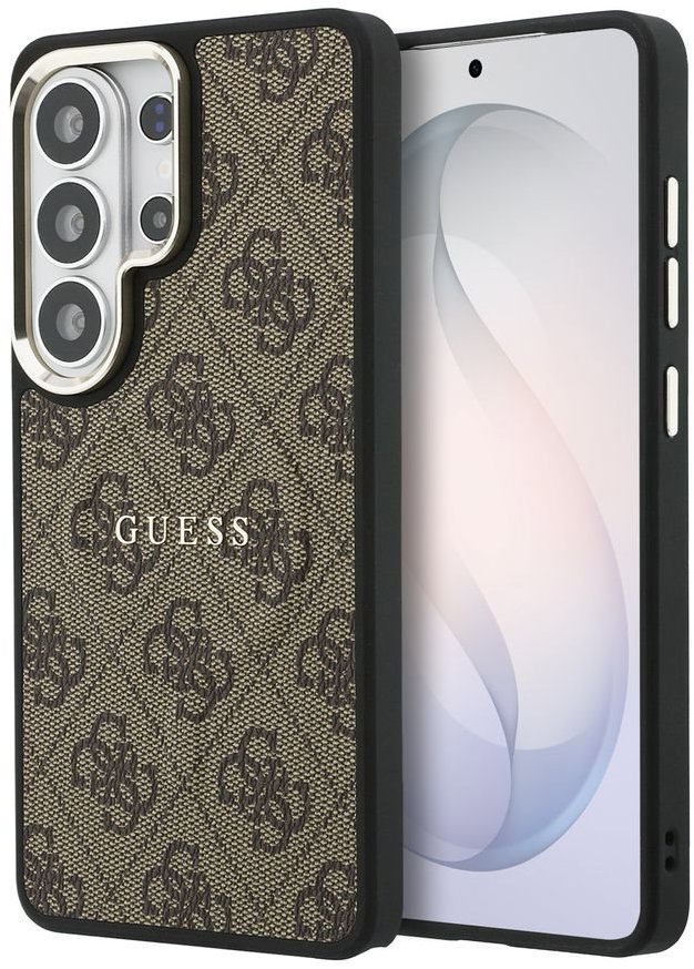 Guess PU Leather 4G Gold Frame Magnetic Zadný Kryt na Samsung Galaxy S26 Ultra Brown
