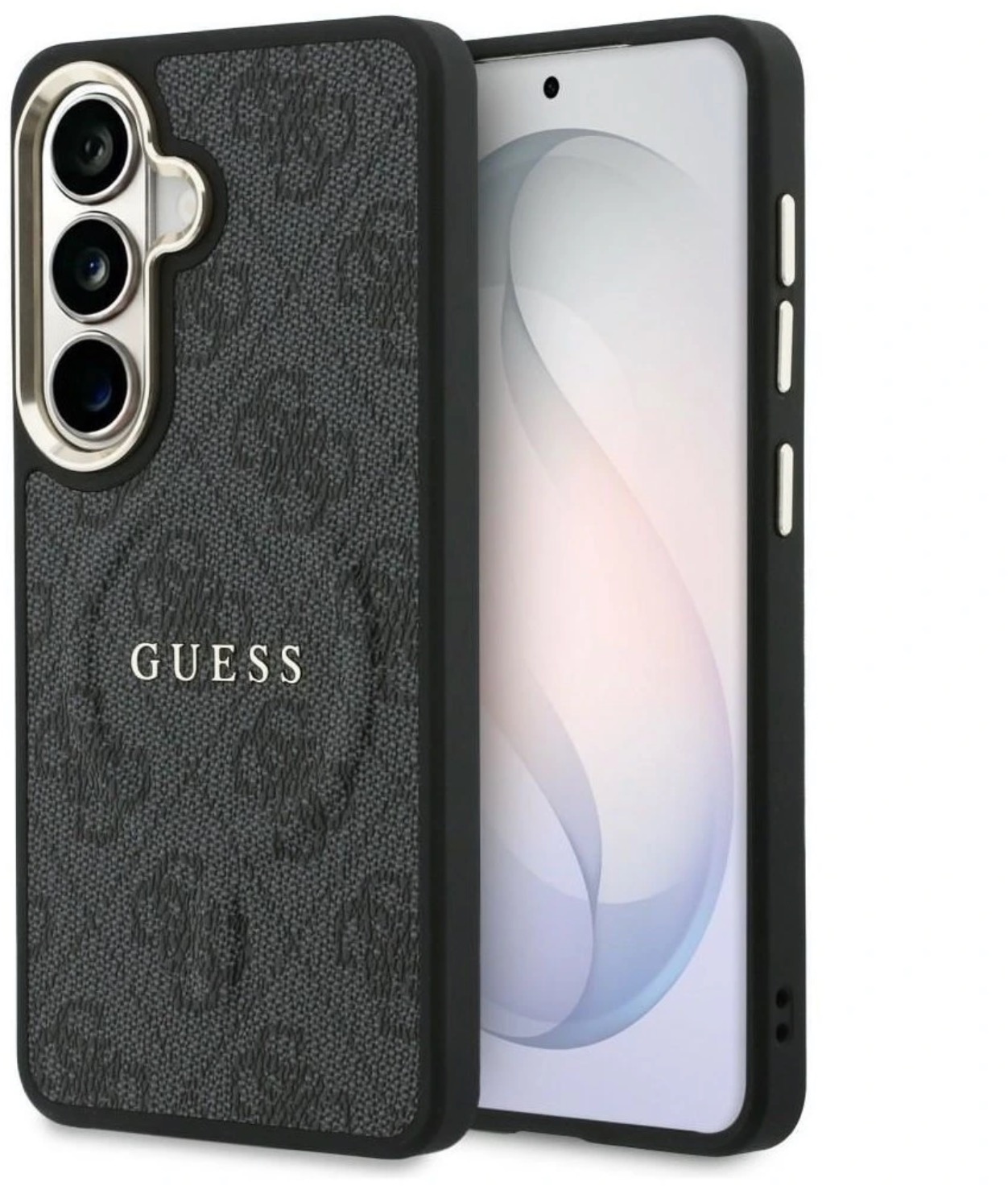 Guess PU Leather 4G Strass Logo Gold Frame Magnetic Zadný Kryt na Samsung Galaxy S26 Black