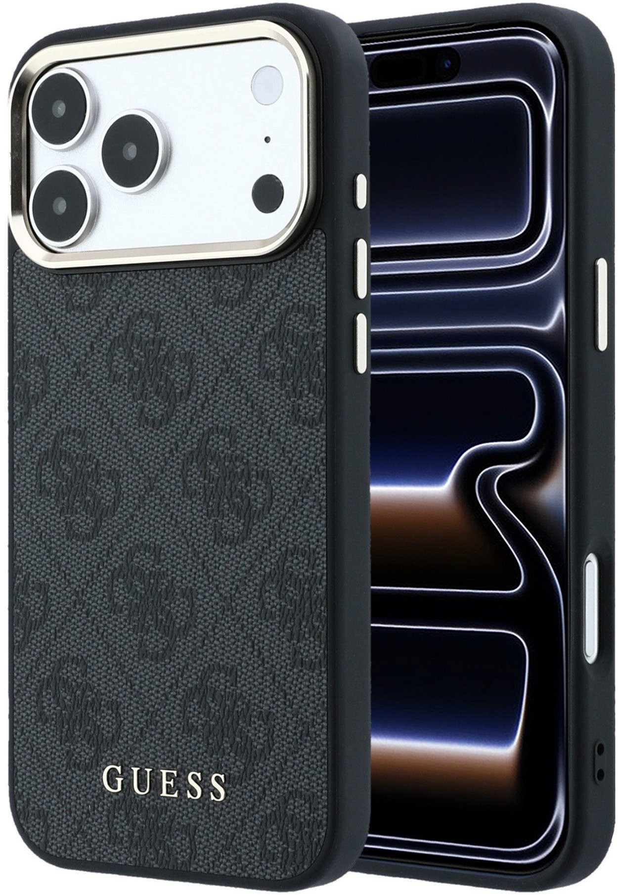 Guess PU Leather 4G Gold Frame MagSafe zadný kryt pre iPhone 18 Pro Max Black