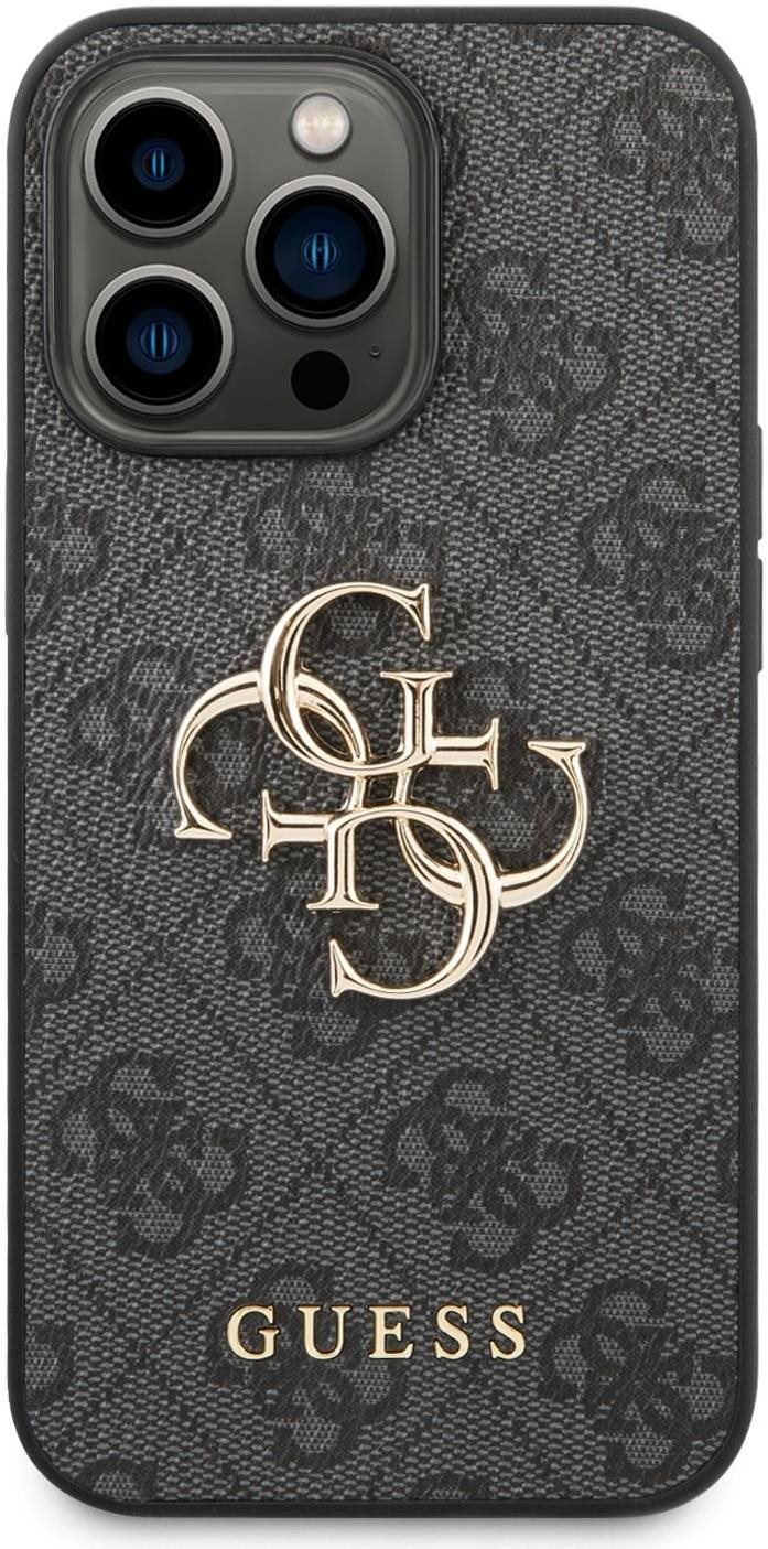 Guess PU 4G Metal Logo Zadný Kryt pre iPhone 14 Pro Max Grey
