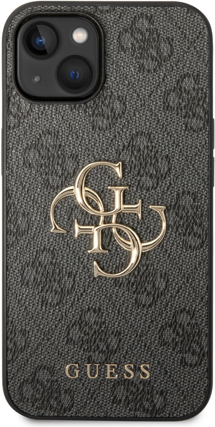Guess PU 4G Metal Logo Zadný Kryt pre iPhone 15 Grey