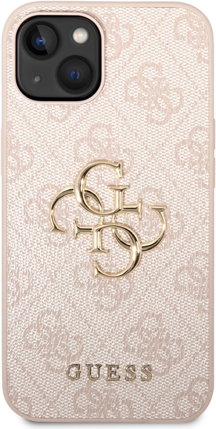 Guess PU 4G Metal Logo Zadný Kryt pre iPhone 15 Pink