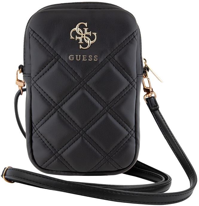 Guess PU Quilted 4G Metal Logo Taška na Telefón so Zipsom Black