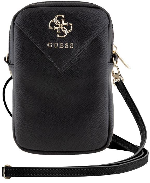 Guess PU Grained 4G Metal Logo Taška na Telefón so Zipsom Black