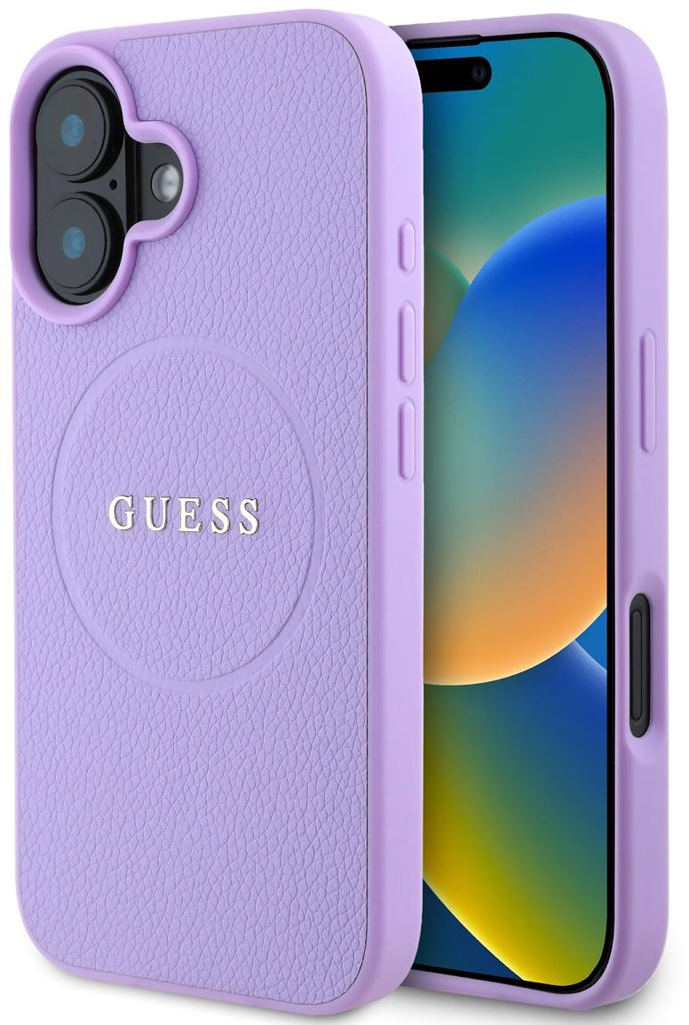 Guess PU Grained Classic Logo MagSafe Zadný Kryt na iPhone 16 Purple