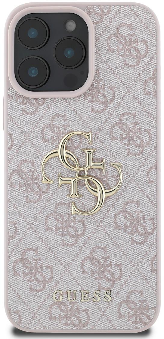 Guess PU 4G Metal Logo Zadný Kryt na iPhone 16 Pro Max Pink