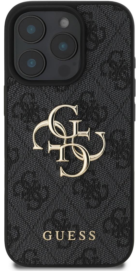 Guess PU 4G Metal Logo Zadný Kryt na iPhone 16 Pro Grey