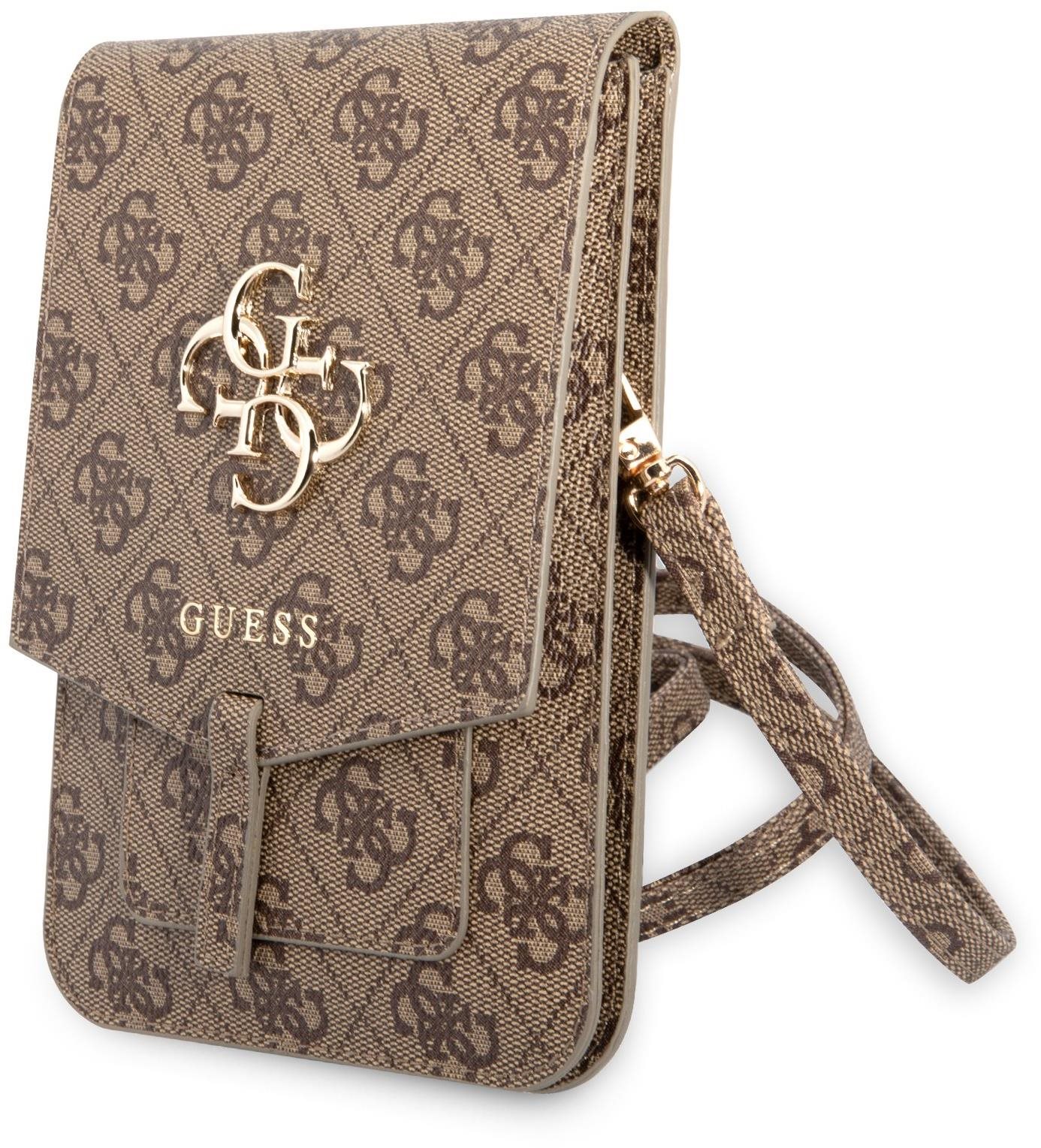 Guess PU 4G Metal Logo Phone Bag Brown