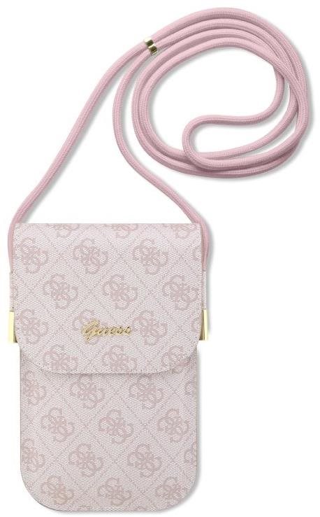 Guess PU 4G Metal Logo Script Phone Bag Pink