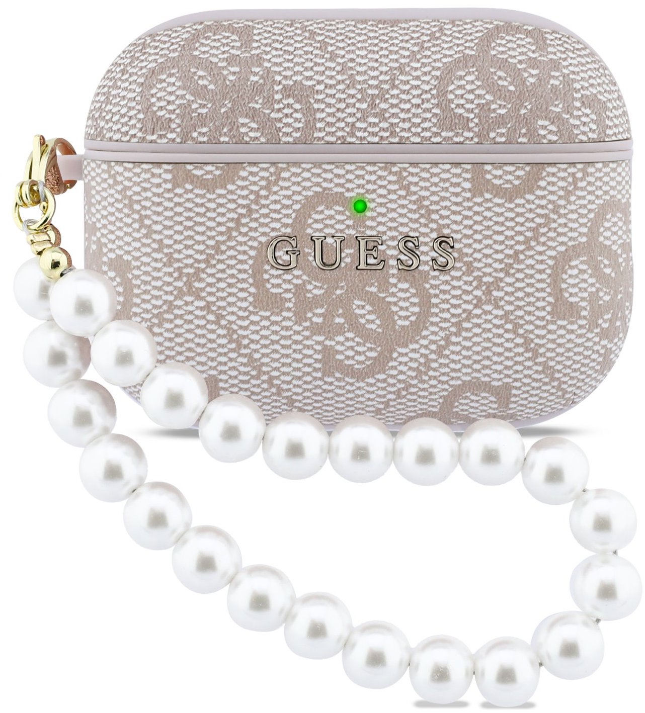 Guess PU 4G Classic Logo Pearl Strap Puzdro pre AirPods Pro 3 Pink