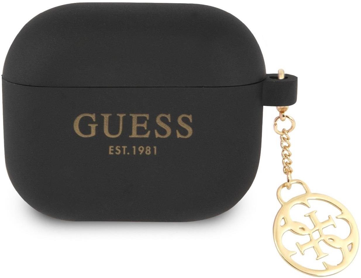 Guess 4G Charms Silikónové Puzdro na Apple Airpods 3 Black