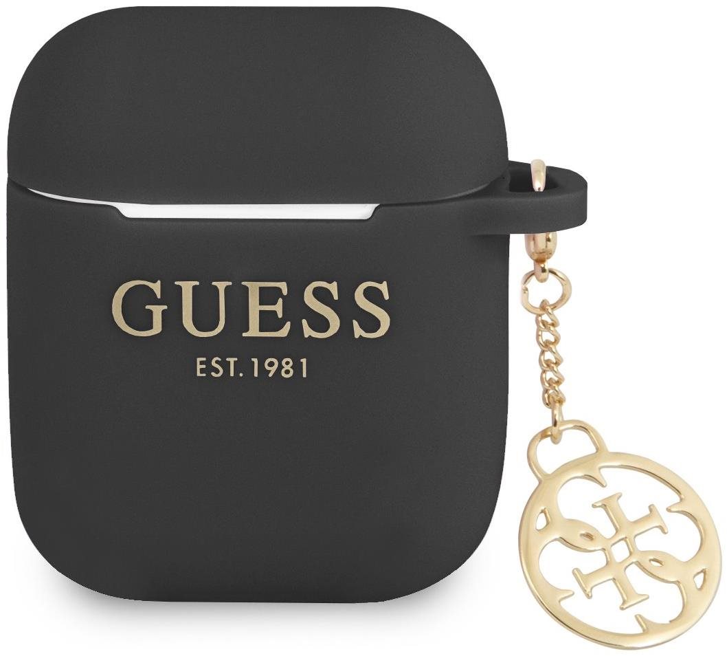 Guess 4G Charms Silikónové Puzdro na Apple Airpods 1/2 Black