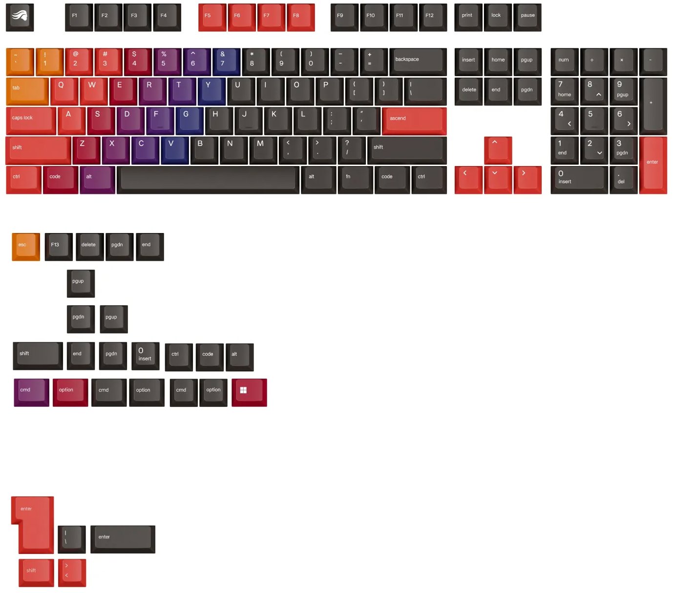Glorious Gaming GPBT Keycaps Celestial Fire – US Layout