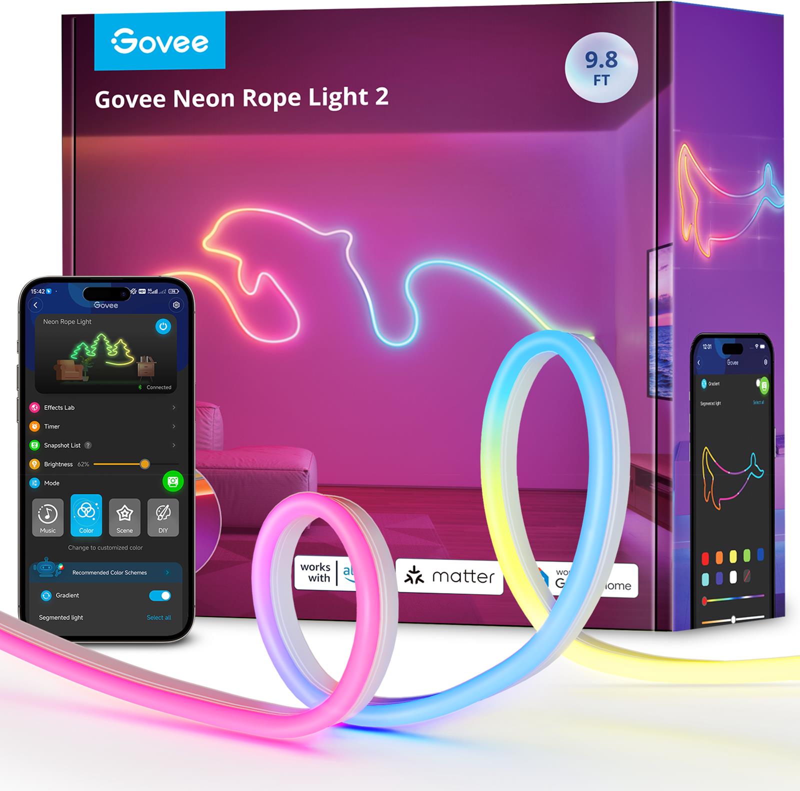 Govee Neon 2 Matter ohybný pásik, RGBIC, 3 m