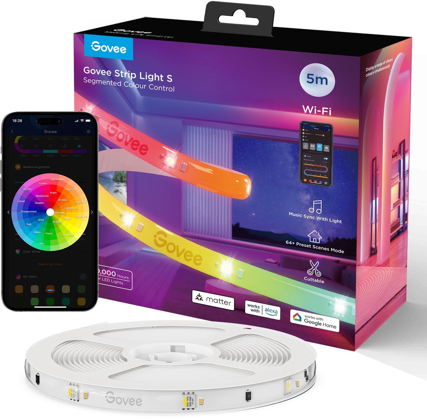 Govee WiFi RGBICW Smart PRO, 5 m, MATTER, extra odolný