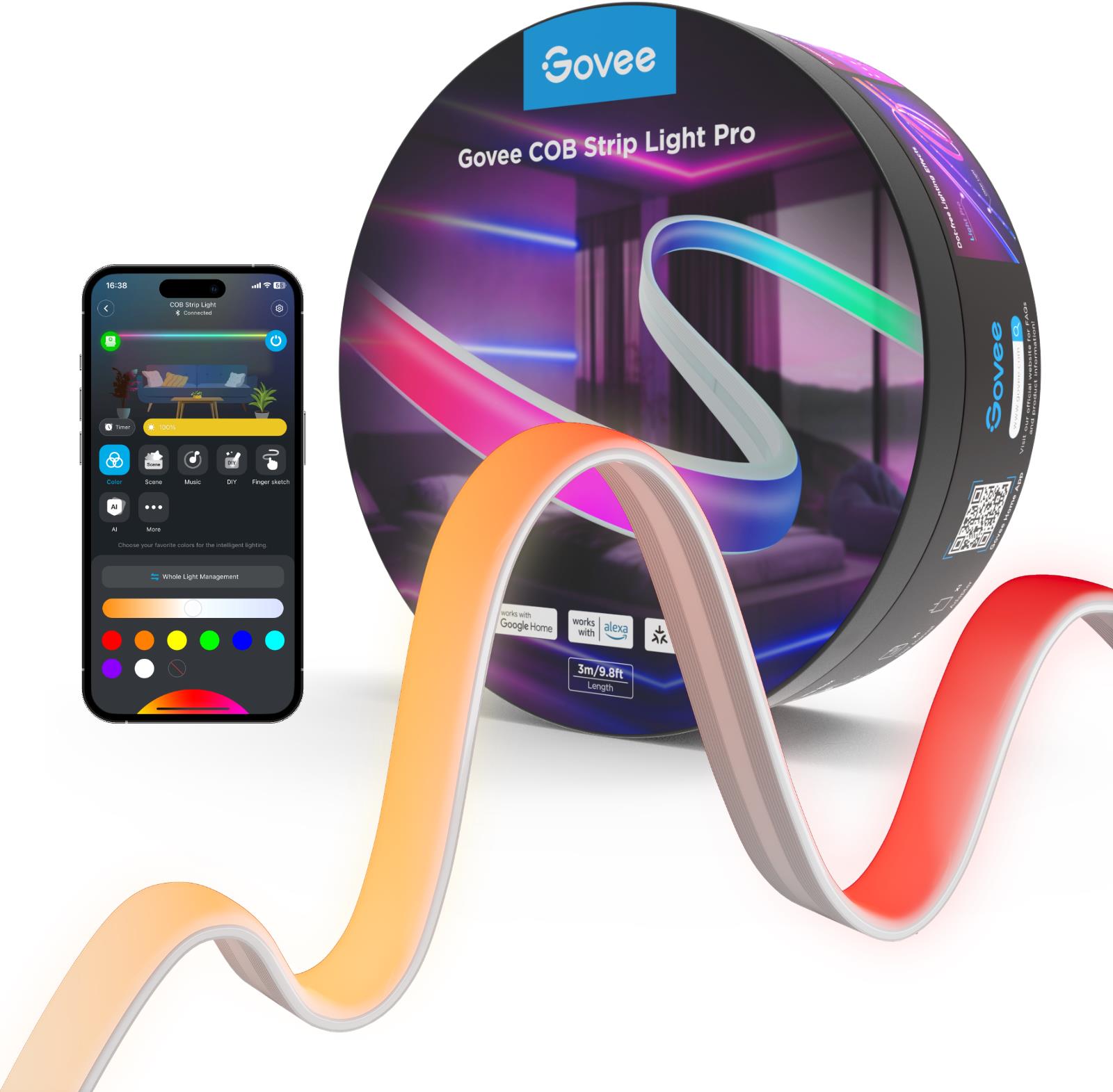 Govee COB RGBICW 3780 diód Matter, 3 m