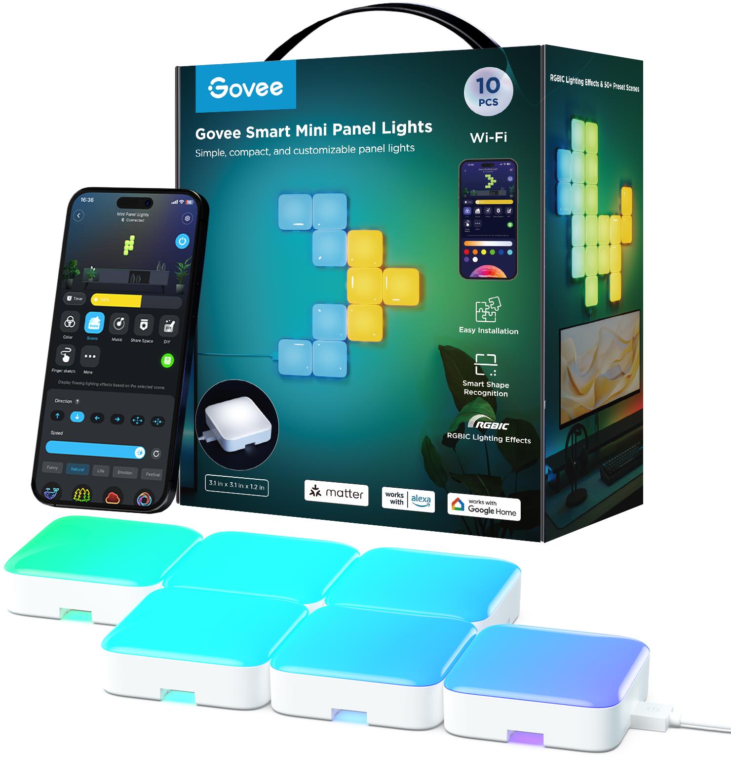 Govee Smart mini RGBIC panely – 10 ks
