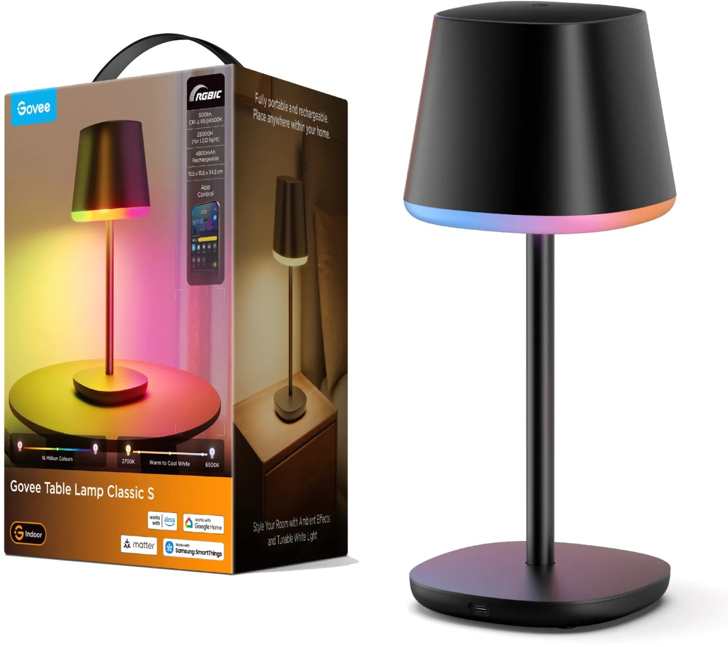 Govee Table Lamp Classic S RGBICWW stolná lampa, Matter