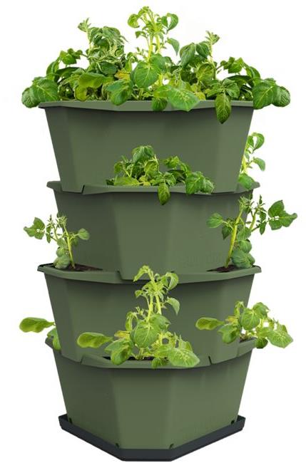 Gusta Garden PAUL POTATO samozavlažovací kvetináč 4-vrstvový, tmavo zelený