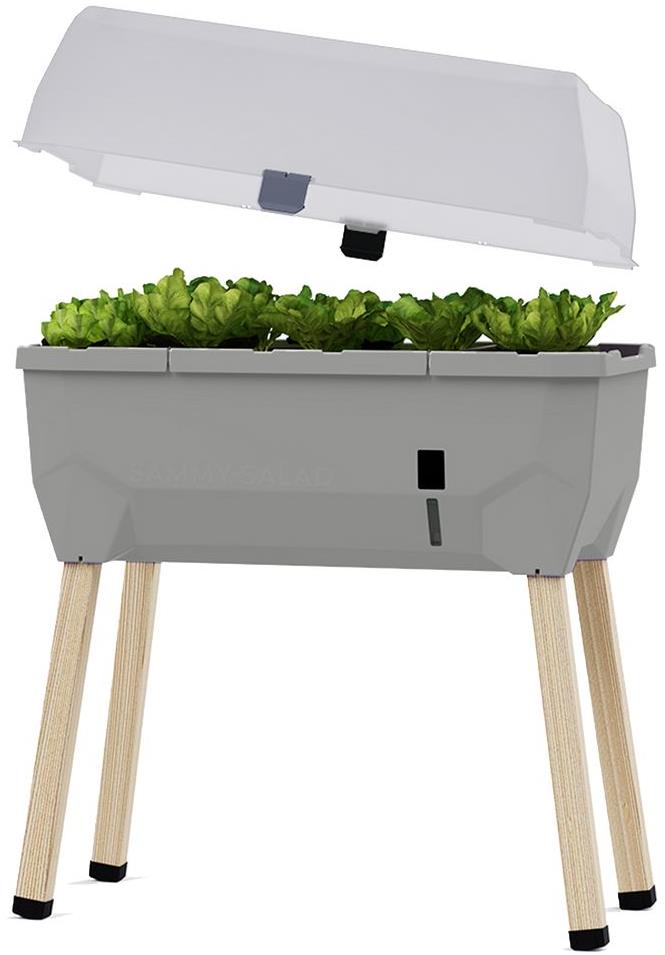 Gusta Garden SAMMY SALAD samozavlažovací kvetináč s vekom, svetlosivý