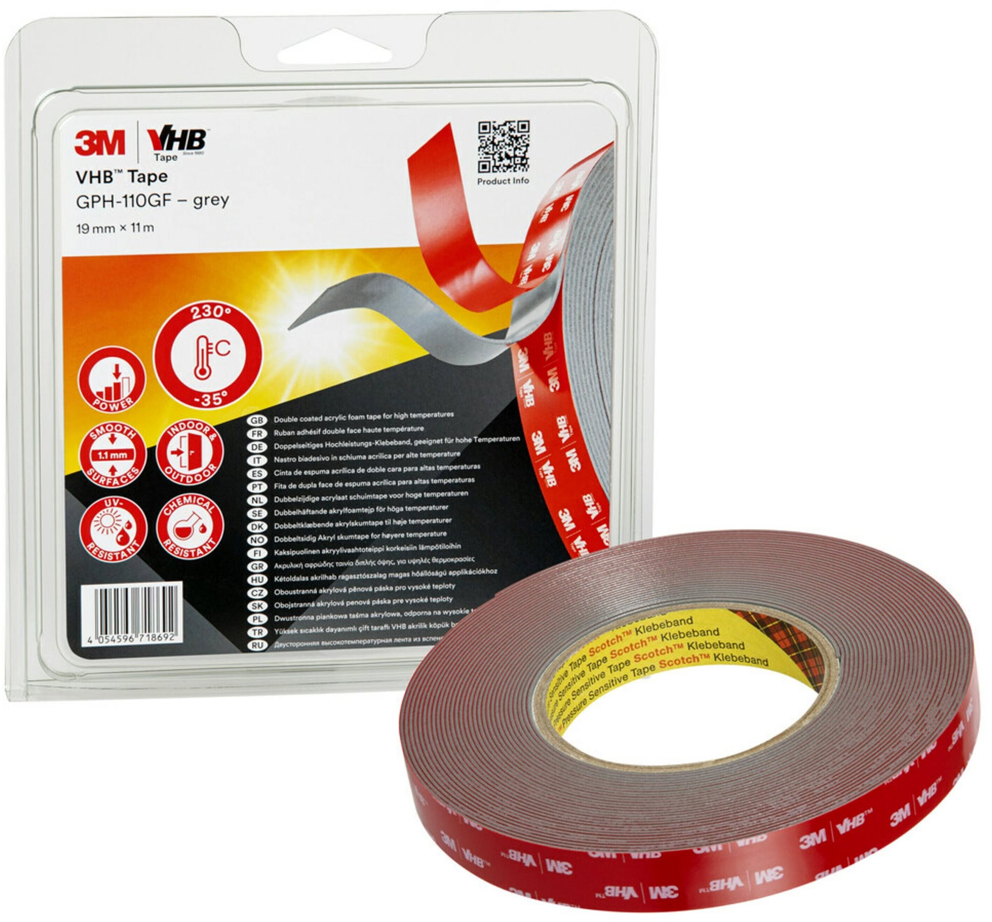 3M™ VHB™ obojstranne silne lepiaca páska GPH-110GF 19 mm × 11 m