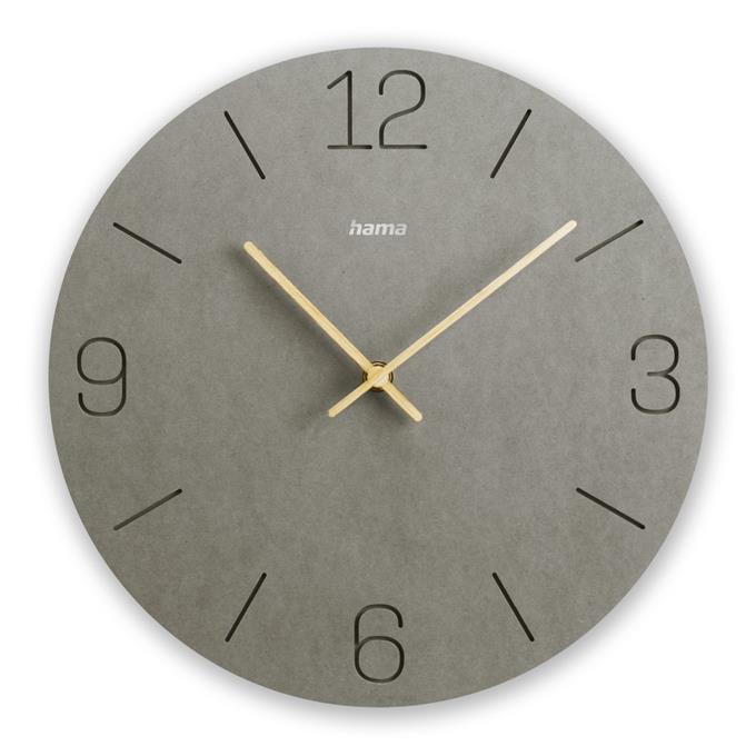 Hama Crete priemer 30 cm, vyryté číslice, tiché, MDF, tmavo sivé