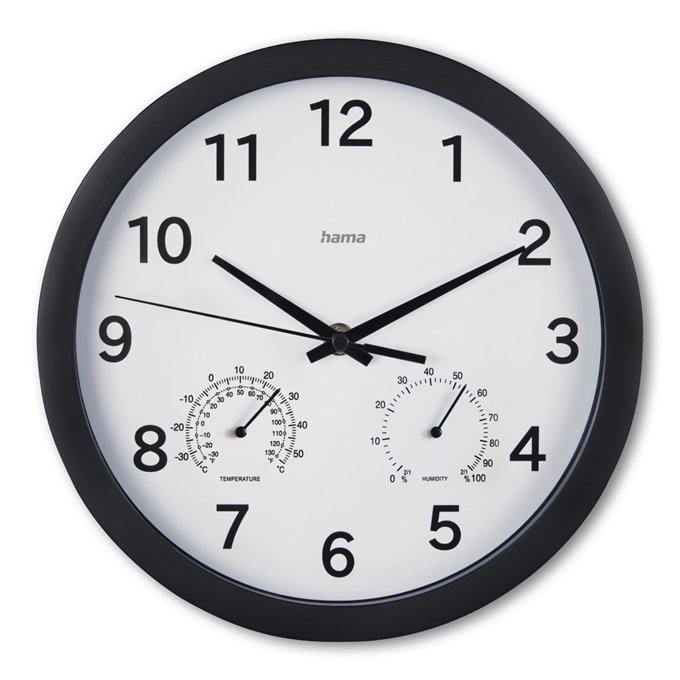 Hama Malta 25 cm, tichý chod, teplomer/vlhkomer, čierne