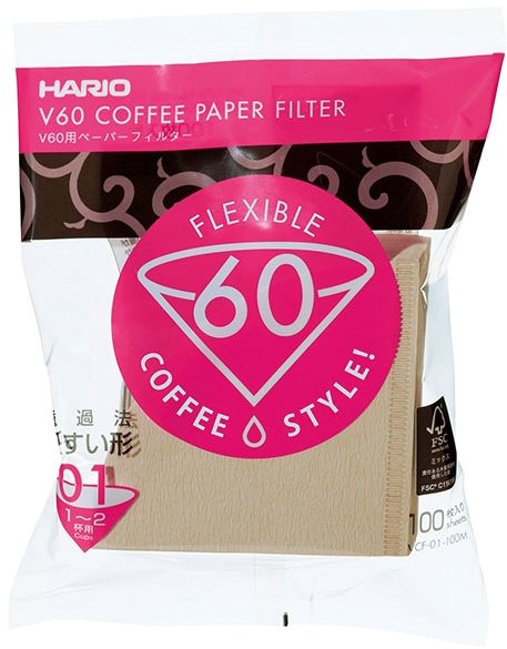 Hario papierové filtre V60-01, nebielené 100 ks