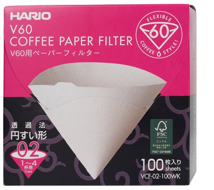 Hario papierové filtre V60-02 (VCF-02-100 W), biele, 100 ks, BOX