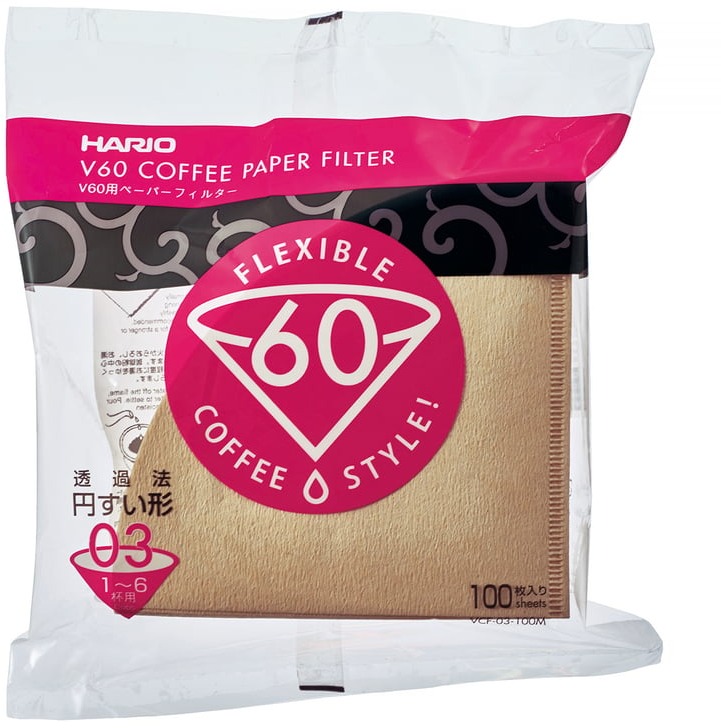 Hario Misarashi papierové filtre V60-03, nebielené, 100 ks