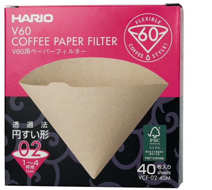 Hario Misarashi papierové filtre V60-02, nebielené, 40 ks