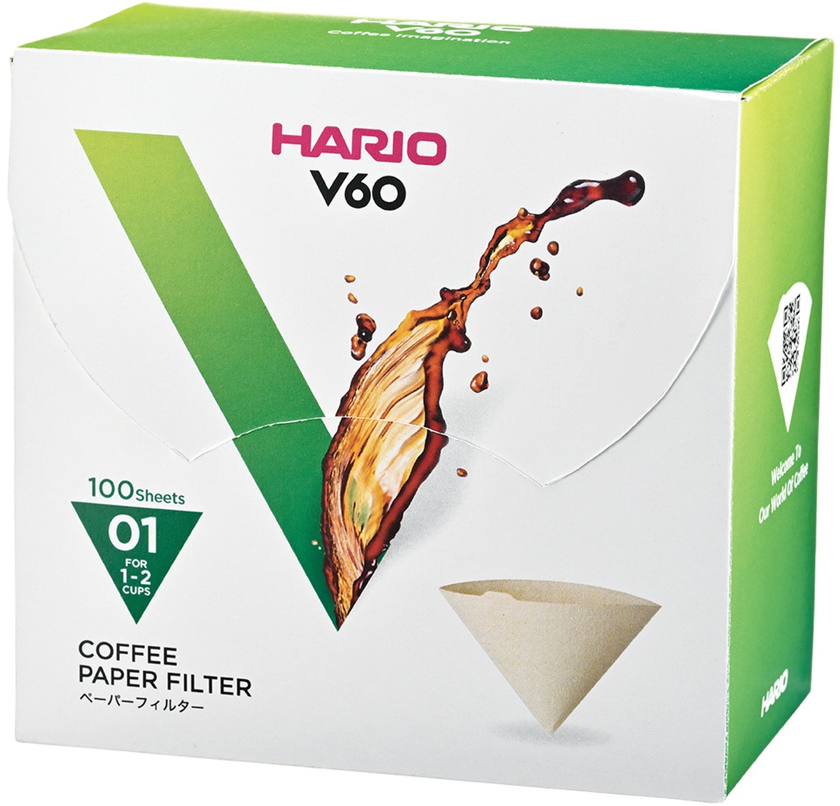 Hario Misarashi papierové filtre V60-01, nebielené, 100 ks, BOX
