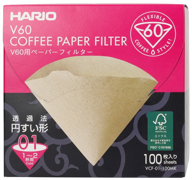 Hario Misarashi papierové filtre V60-02, nebielené, 100 ks, BOX