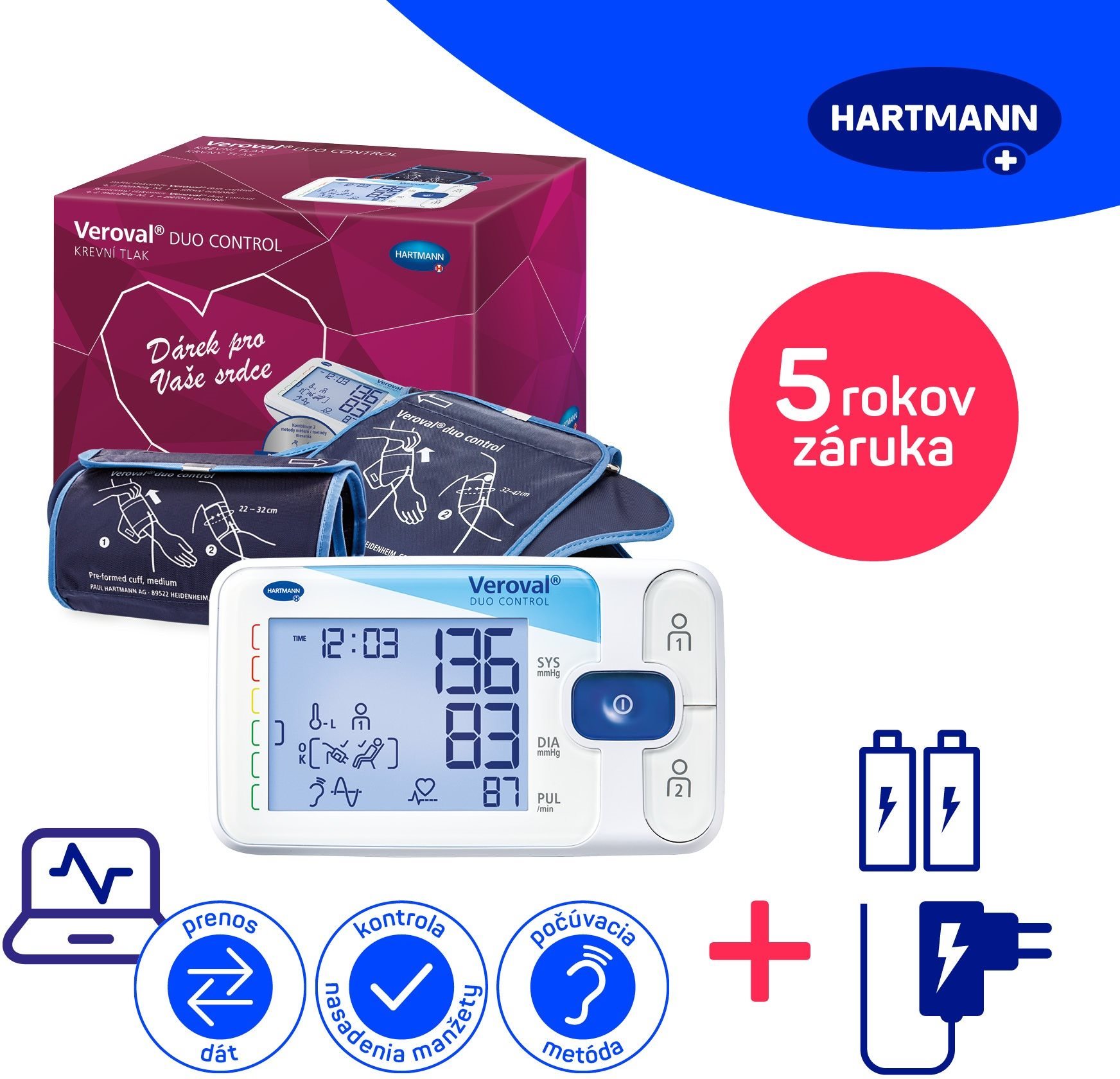 HARTMANN Veroval Duo Control, Bluetooth darčekové balenie