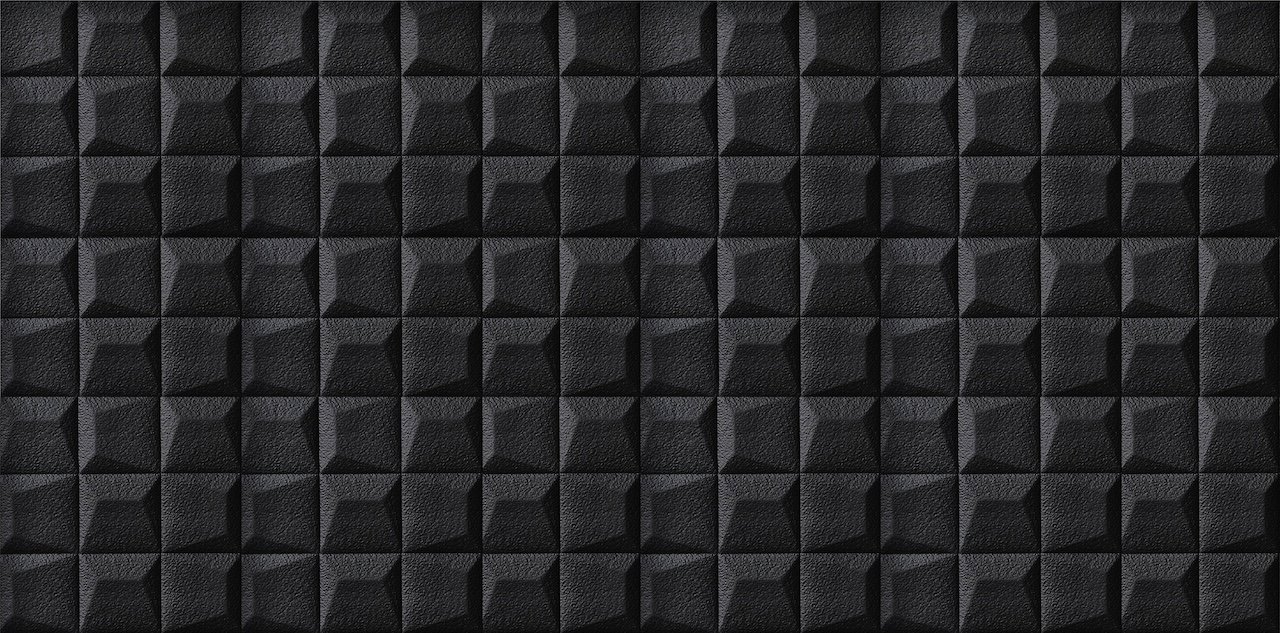 HCS deco 3D samolepiace stenové panely, čierne kocky, koženka