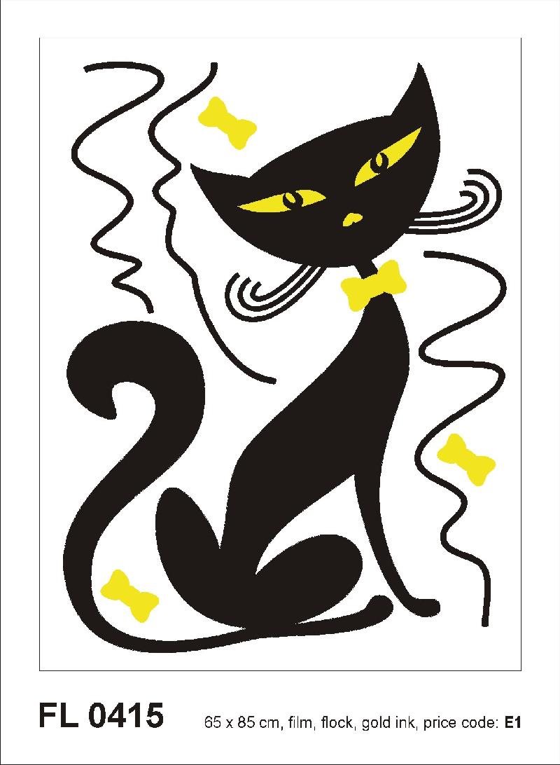 FL0415 Samolepiaca velúrová dekorácia BLACK CAT BOY FLOCKED 65 × 85 cm