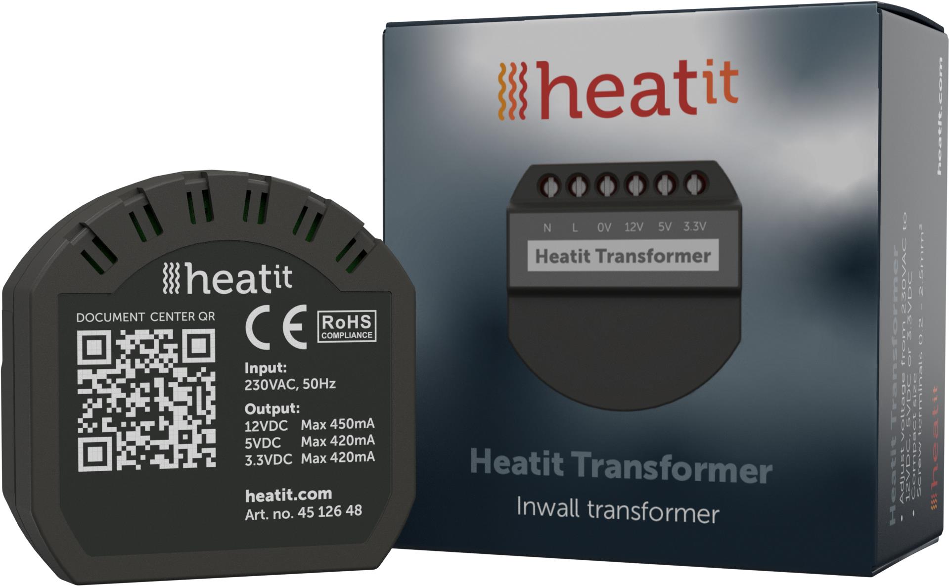 HEATIT Transformer, menič napätia z 230 V AC na 12 V/5 V/3.3 V DC