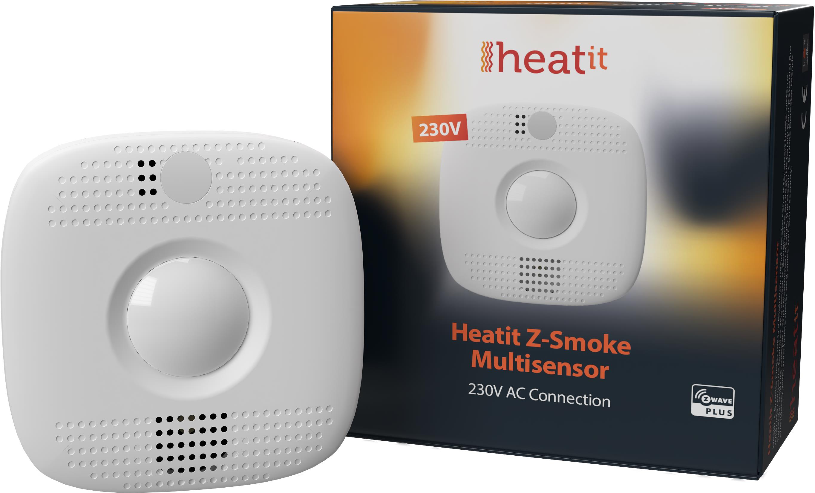 HEATIT Z-Smoke Multisensor 230VAC Biela, Z-Wave dymový senzor