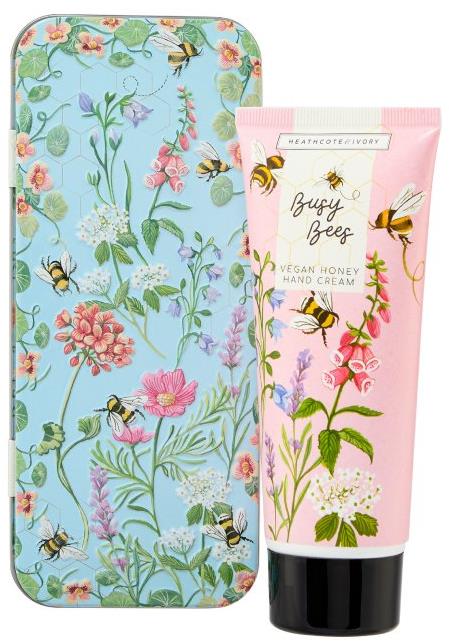 HEATHCOTE & IVORY Krém na ruky v plechovej dóze Busy Bees – Pomarančový kvet & Med