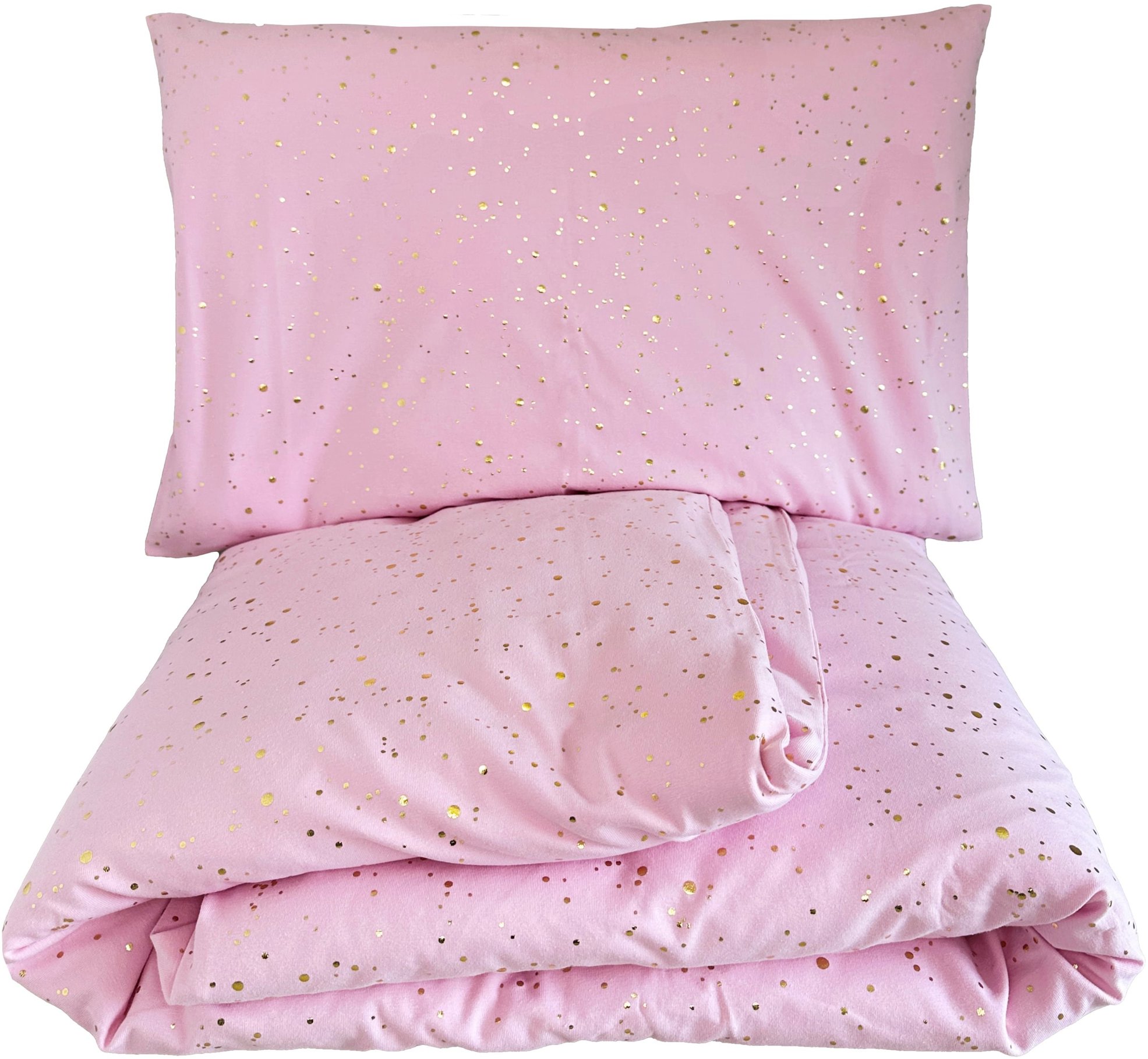 HEDDA bavlnené obliečky Luisine ružové so zlatou potlačou – súprava 100 × 135 cm + 40 × 60 cm